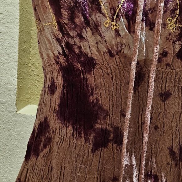 Fashion Terminal Tie-Dye Boho Spaghetti Strap Sundress W Embroidered Details S - Picture 7 of 11